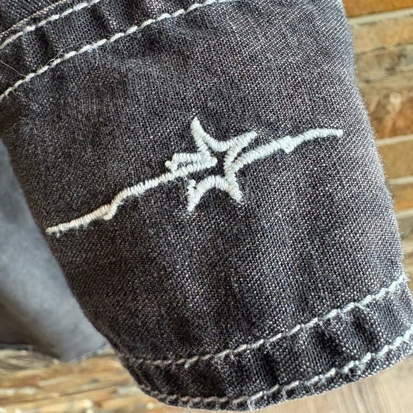 Ryan Michael Western Black Denim Wash 3/4 Long Sleeve Shirt Dress Snap button - Picture 3 of 7